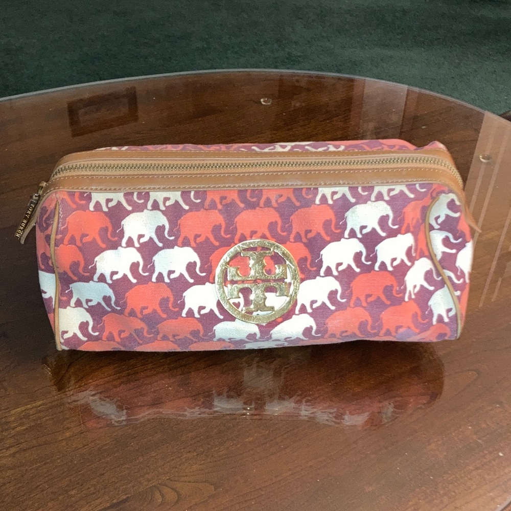 Tory Burch elephant travel cosmetics bag